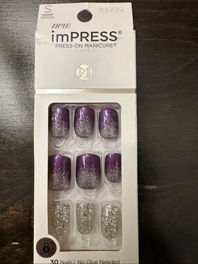 imPRESS Purple Ombre with Silver Glitter Press-On Nails
